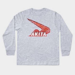 Akita Prefecture Japanese Symbol Distressed Kids Long Sleeve T-Shirt